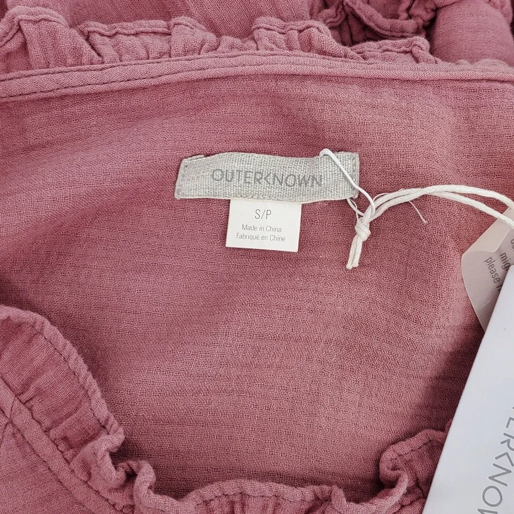 Outerknown‎ Small Odyssey Boho Gauze Maxi Dress 100% Organic Cotton Mauve Pink